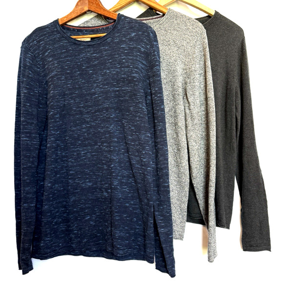 Lot 3 Fat Face Mens Cashmere Blend Pullover Sweater Size S Navy Gray Luxury - Picture 1 of 16